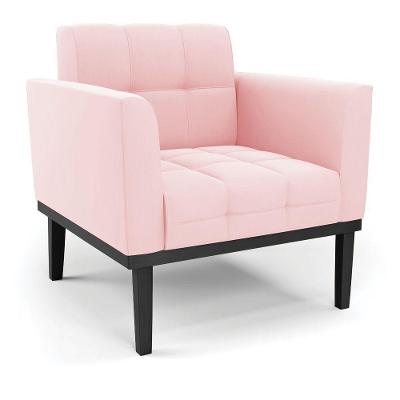 Poltrona Base De Madeira Fixa Preto Elisa Suede D03 - D'rossi Cor Rosa Bebê