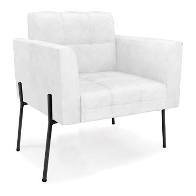 Poltrona Pé De Ferro Preto Para Sala Elisa Corano D03 - D'rossi Cor Branco