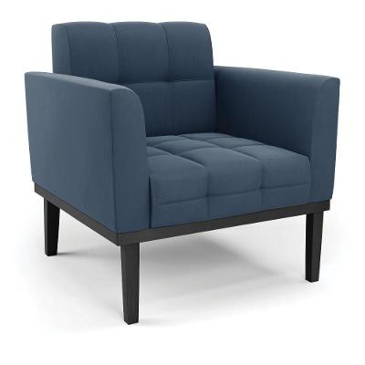Poltrona Base De Madeira Fixa Preto Elisa Suede D03 - D'rossi Cor Azul Marinho