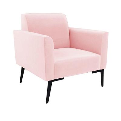 Poltrona Pés Villach Marisa Suede Rosa Bebê D03 - D'rossi