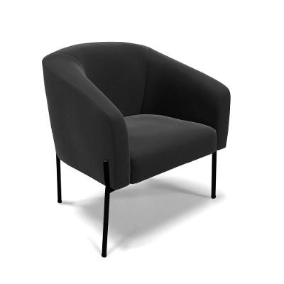 Poltrona Pé De Ferro Preto Sala De Estar Stella Suede D03 - D'rossi Cor Preto