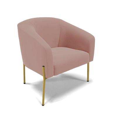 Poltrona Pé De Ferro Dourado Sala De Estar Stella Veludo D03 - D'rossi Cor Rose