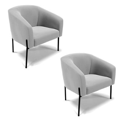 Poltrona Pé De Ferro Preto Kit 2 Stella Suede D03 - D'rossi Cor Cinza