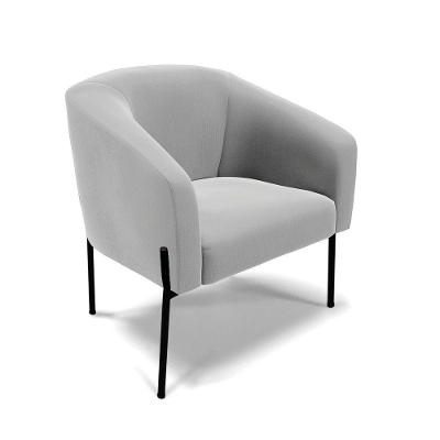 Poltrona Pé De Ferro Preto Sala De Estar Stella Suede D03 - D'rossi Cor Cinza