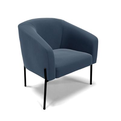 Poltrona Pé De Ferro Preto Sala De Estar Stella Suede D03 - D'rossi Cor Azul Marinho