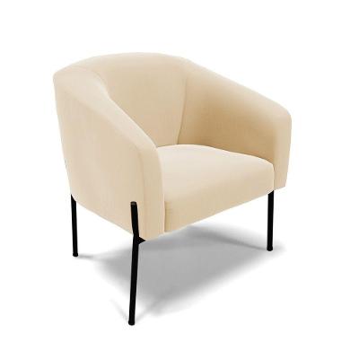 Poltrona Pé De Ferro Preto Sala De Estar Stella Suede D03 - D'rossi Cor Bege