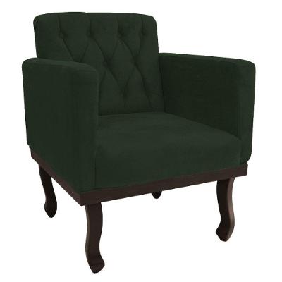 Poltrona Decorativa Classic Pés Luiz Xv Linho Verde