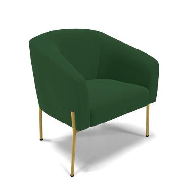 Poltrona Pé De Ferro Dourado Sala De Estar Stella Veludo D03 - D'rossi Cor Verde