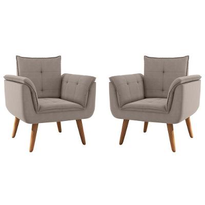 Conjunto Poltrona Para Sala De Recepção Silveiras Inca Sépia
