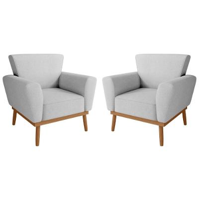 Conjunto Poltrona Para Sala De Recepção Viana Linha Cinza