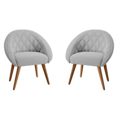 Conjunto Poltrona Decorativa Maricá Linha Cinza