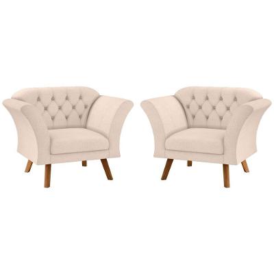 Conjunto Poltrona Decorativa Roseira Linha Bege