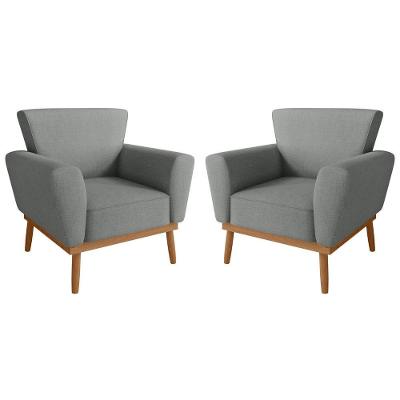 Conjunto Poltrona Para Sala De Recepção Viana Linha Grafite