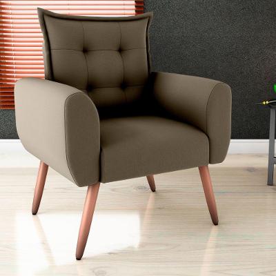 Poltrona Decorativa Para Sala Arcos Suede Cappuccino