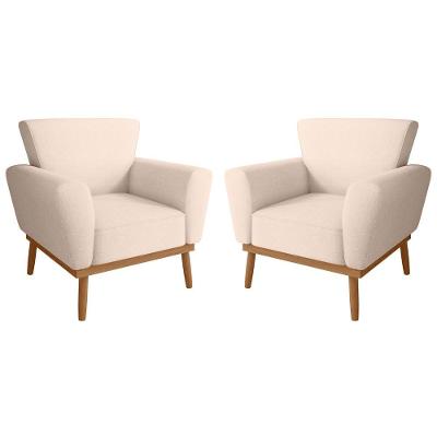 Conjunto Poltrona Para Sala De Recepção Viana Linha Bege