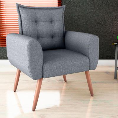 Poltrona Decorativa Para Sala Arcos Linho Cinza Saturno