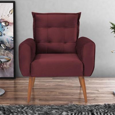 Poltrona Decorativa Para Sala Arcos Veludo Vinho