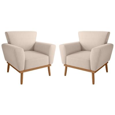 Conjunto Poltrona Para Sala De Recepção Viana Inca Areia