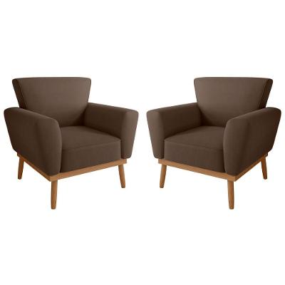 Conjunto Poltrona Para Sala De Recepção Viana Inca Marrom