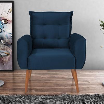 Poltrona Decorativa Para Sala Arcos Veludo Azul
