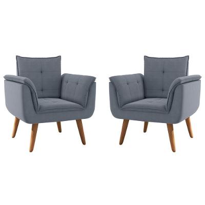 Conjunto Poltrona Para Sala De Recepção Silveiras Inca Chumbo