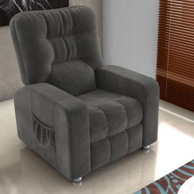 Poltrona Almofadada Reclinável Hull Veludo Maserati Chumbo