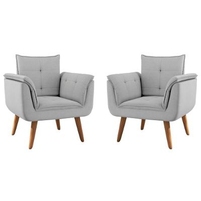 Conjunto Poltrona Para Sala De Recepção Silveiras Linha Cinza