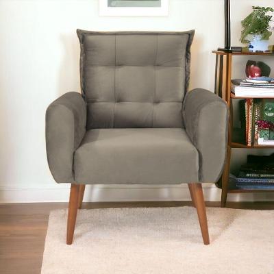 Poltrona Decorativa Para Sala Ravi Veludo Cappuccino