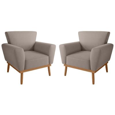 Conjunto Poltrona Para Sala De Recepção Viana Inca Sépia