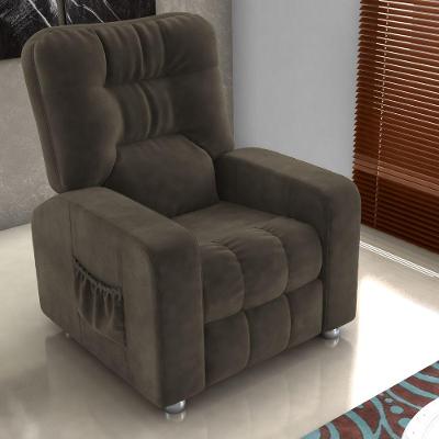 Poltrona Almofadada Reclinável Hull Veludo Maserati Marrom