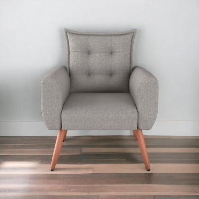 Poltrona Decorativa Para Sala Ravi Linho Cinza