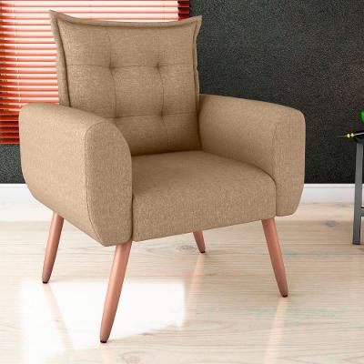 Poltrona Decorativa Para Sala Arcos Linho Areia