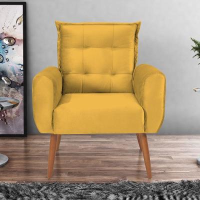 Poltrona Decorativa Para Sala Arcos Veludo Amarelo