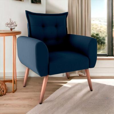Poltrona Decorativa Para Sala Ravi Suede Azul