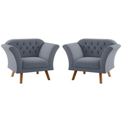 Conjunto Poltrona Para Sala De Recepção Moreira Inca Chumbo