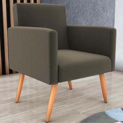 Poltrona Decorativa Para Sala Pará Suede Cappuccino