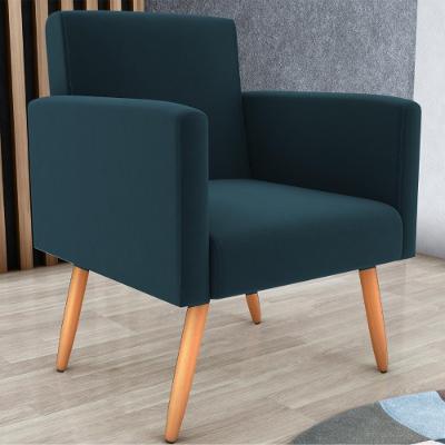 Poltrona Decorativa Para Sala Pará Suede Petróleo