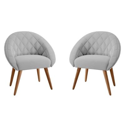 Conjunto Poltrona Para Sala De Recepção Celina Linha Cinza