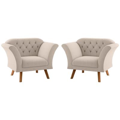 Conjunto Poltrona Para Sala De Recepção Moreira Inca Areia