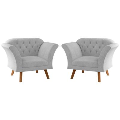 Conjunto Poltrona Para Sala De Recepção Moreira Linha Cinza
