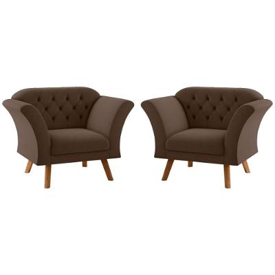 Conjunto Poltrona Para Sala De Recepção Moreira Inca Marrom