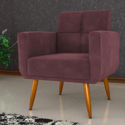 Poltrona Decorativa Para Sala Lages Veludo Rosê