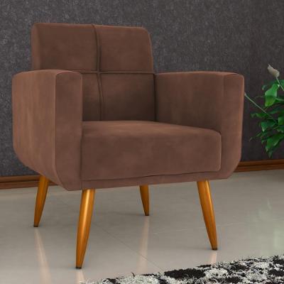 Poltrona Decorativa Para Sala Lilian Veludo Ferrugem