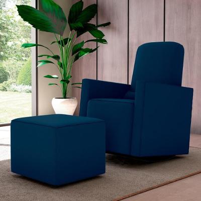 Poltrona Com Puff Para Maternidade Laura Suede Azul