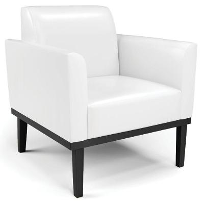 Poltrona Decorativa Base Madeira Preto Maressa Sintético Pu Branco