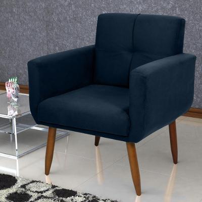 Poltrona Decorativa Para Sala Lilian Suede Azul