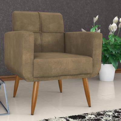 Poltrona Decorativa Para Sala Lilian Veludo Turkey Cappuccino