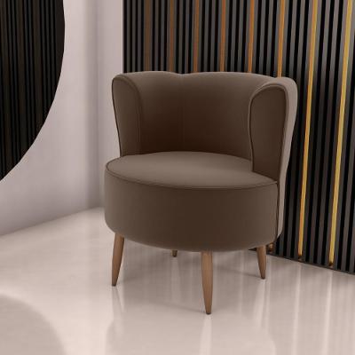 Poltrona Para Sala De Recepção Bela Veludo Marrom