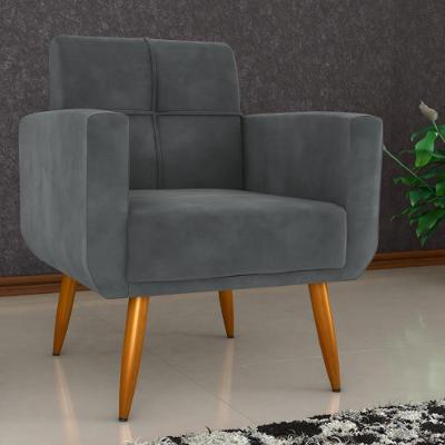 Poltrona Decorativa Para Sala Lilian Veludo Cinza