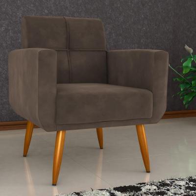 Poltrona Decorativa Para Sala Lilian Veludo Marrom